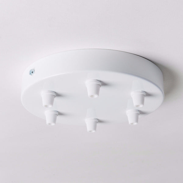 Enamel Shades White Steel Ceiling Rose Large 160mm - 6 Outlets