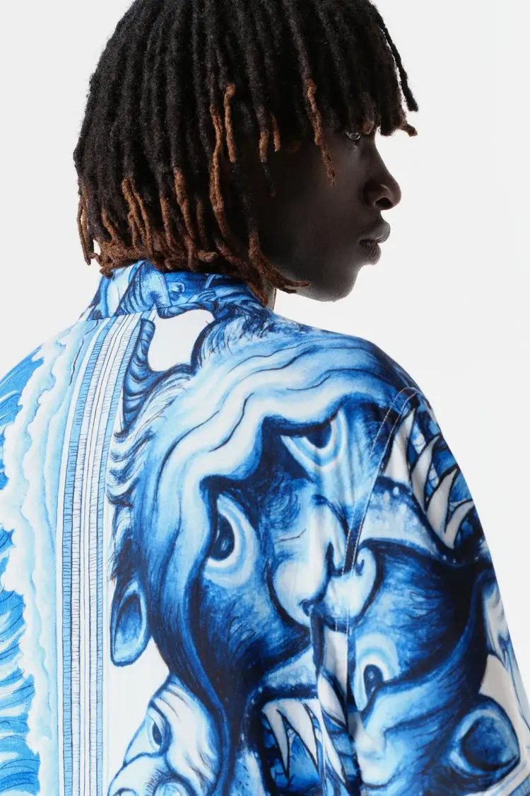 Endless Joy APOCALYPSE BLUE RAYON SHORT SLEEVE SHIRT