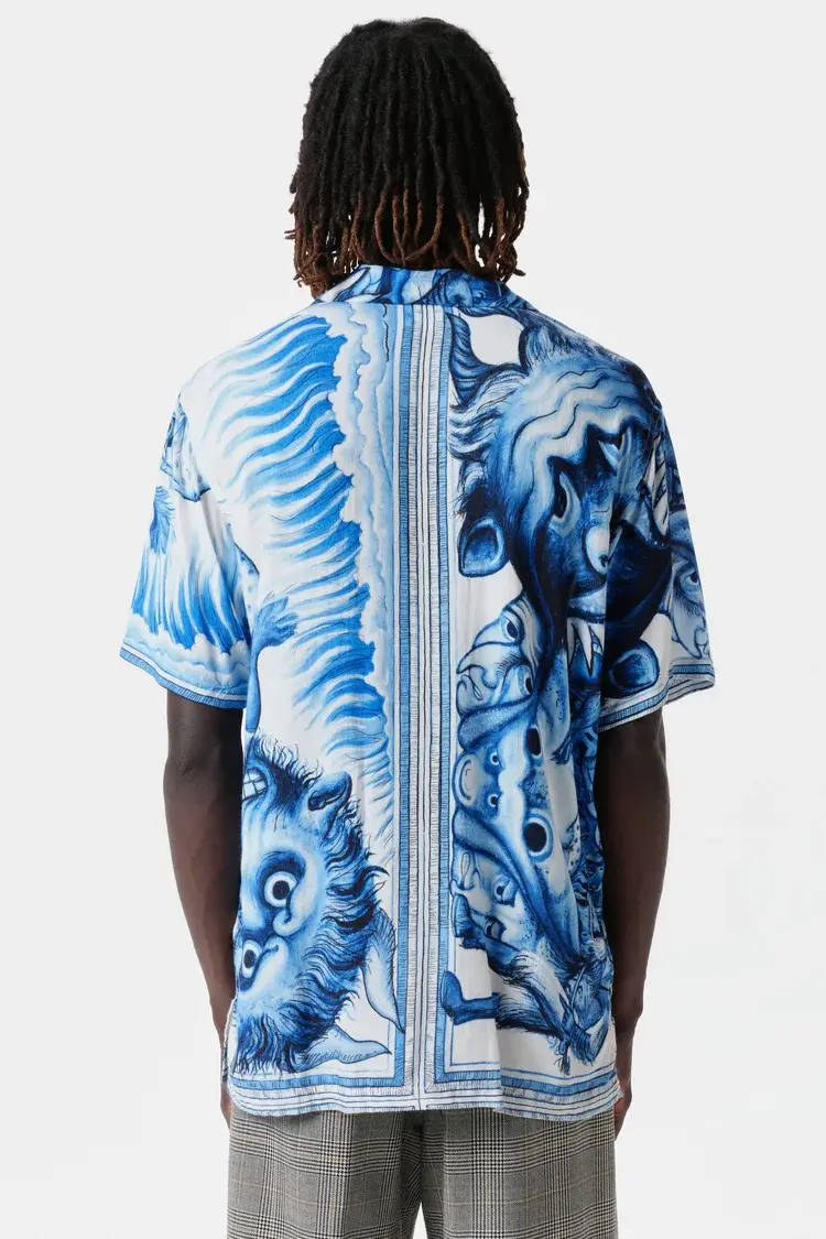 Endless Joy APOCALYPSE BLUE RAYON SHORT SLEEVE SHIRT