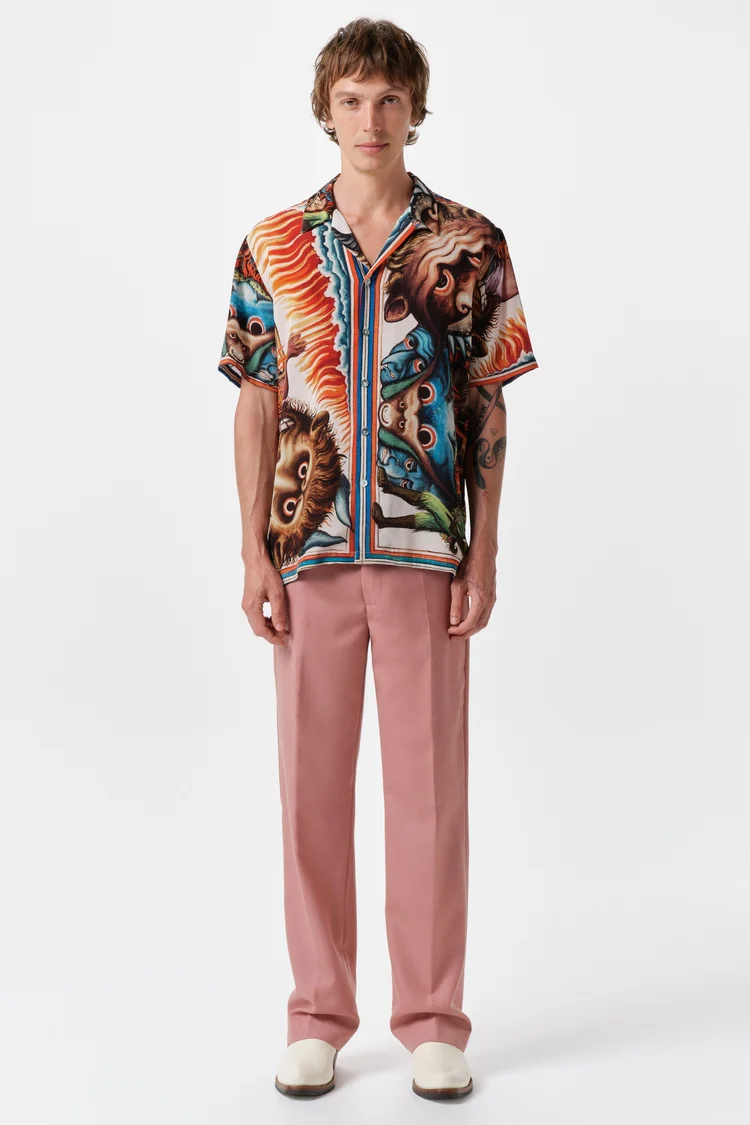 endless joy APOCALYPSE SILK CREPE SHORT SLEEVE SHIRT