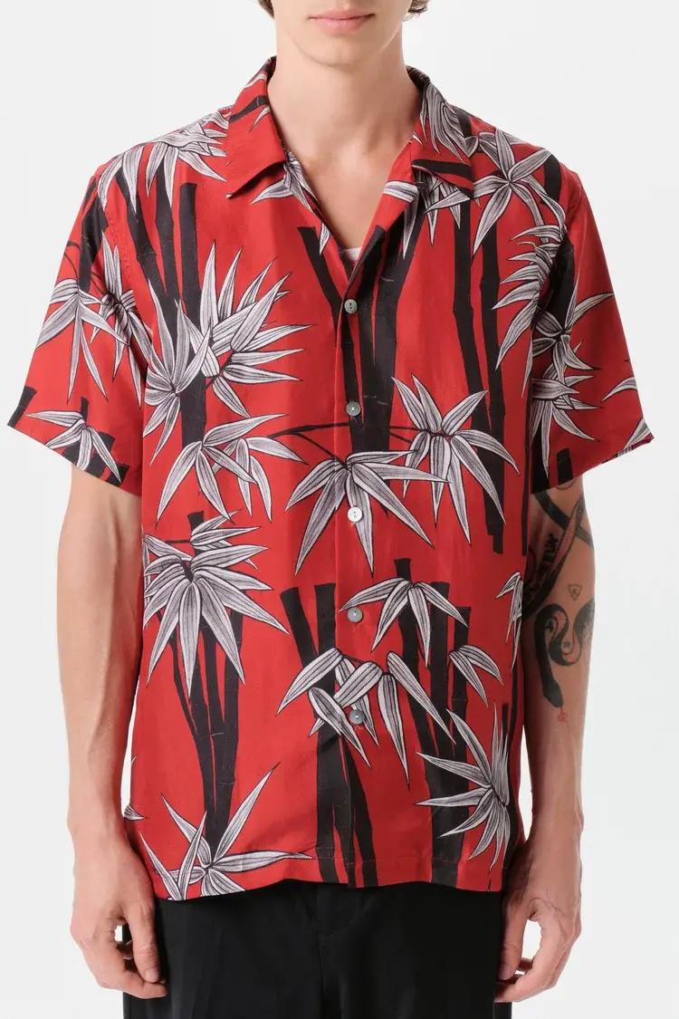 Endless Joy BAMBOO RED SILK SHORT SLEEVE SHIRT
