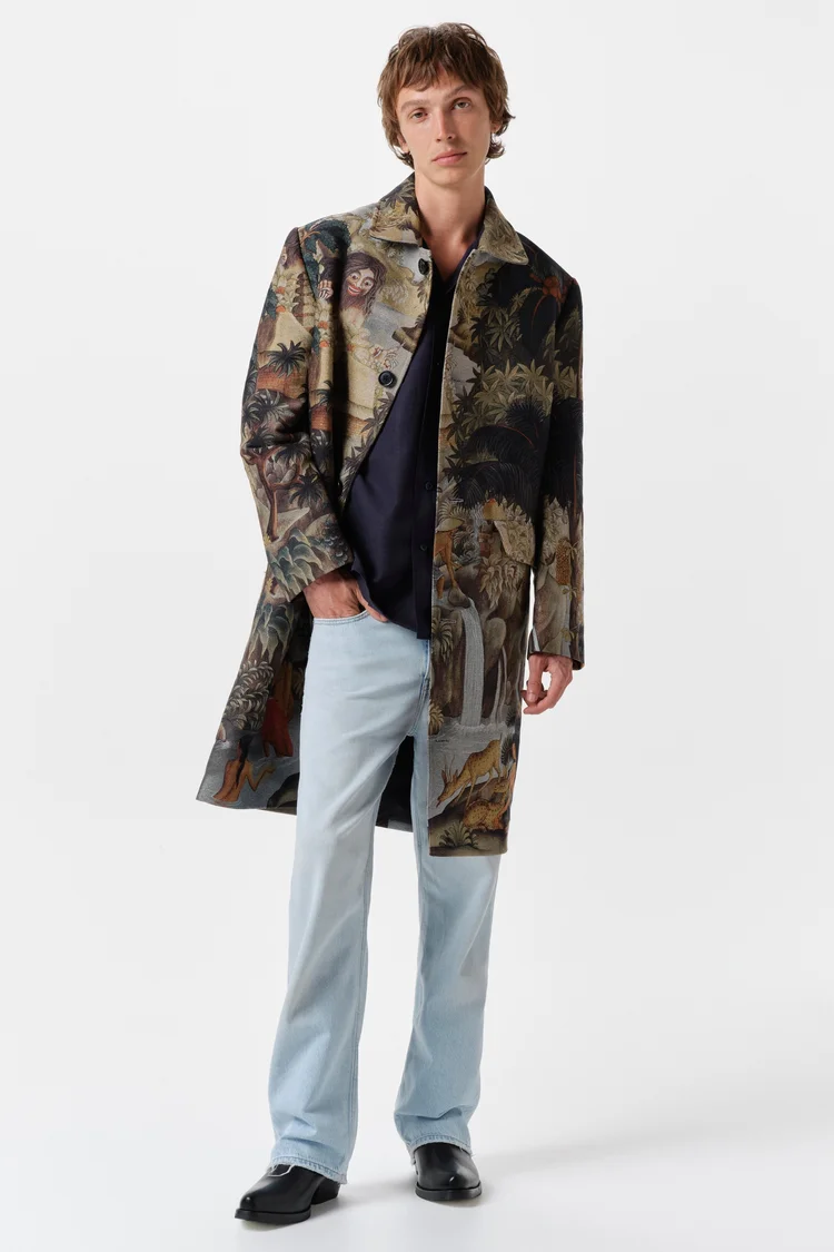 endless joy CAMPUHAN JACQUARD WOVEN OVERCOAT
