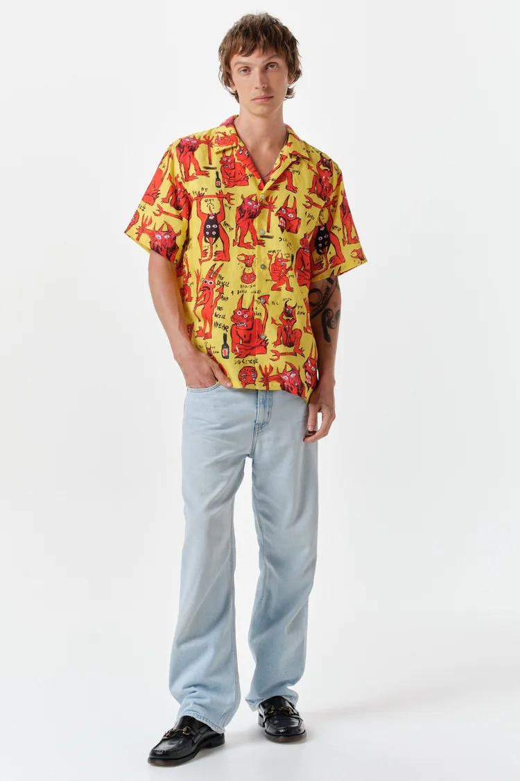 endless joy DEVIL YELLOW SHORT SLEEVE SHIRT