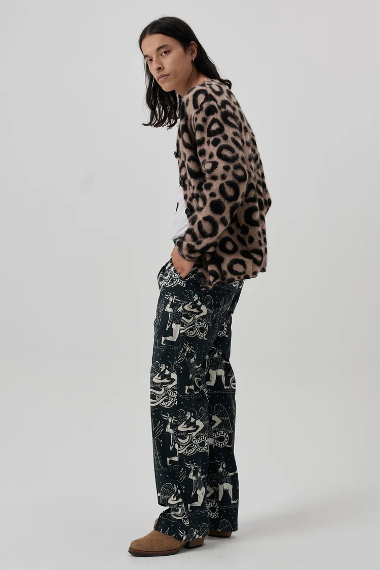 Endless Joy LEOPARD PRINT JACQUARD KNIT CARDIGAN