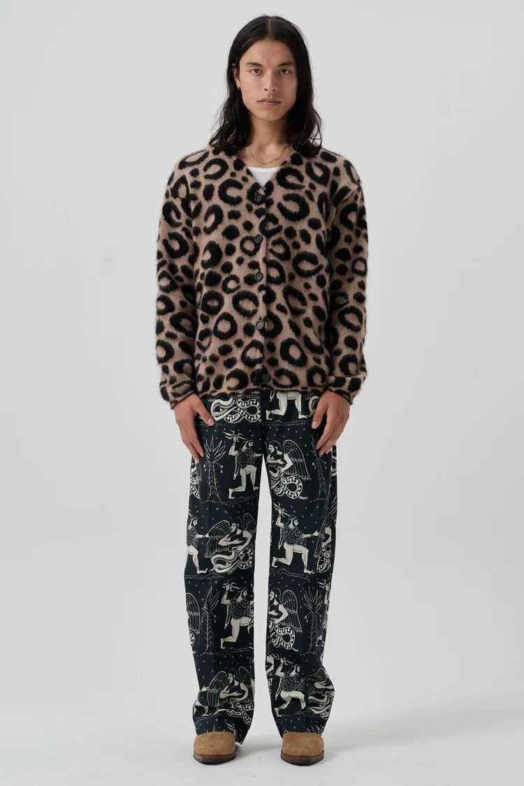 endless joy LEOPARD PRINT JACQUARD KNIT CARDIGAN