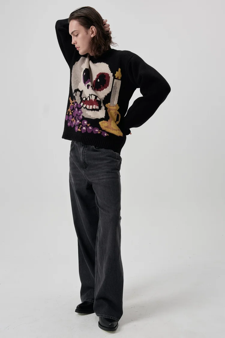 Endless Joy MEMENTO MORI BLACK HAND KNIT JUMPER