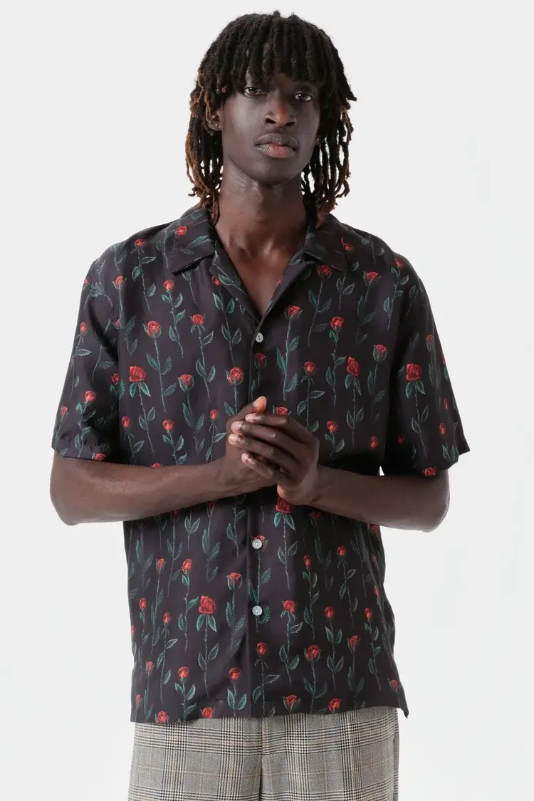 Endless Joy ROSE SILK TWILL SHORT SLEEVE SHIRT