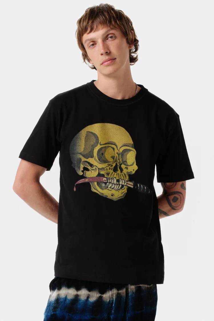 Endless Joy SKULL BLACK ORGANIC COTTON T-SHIRT