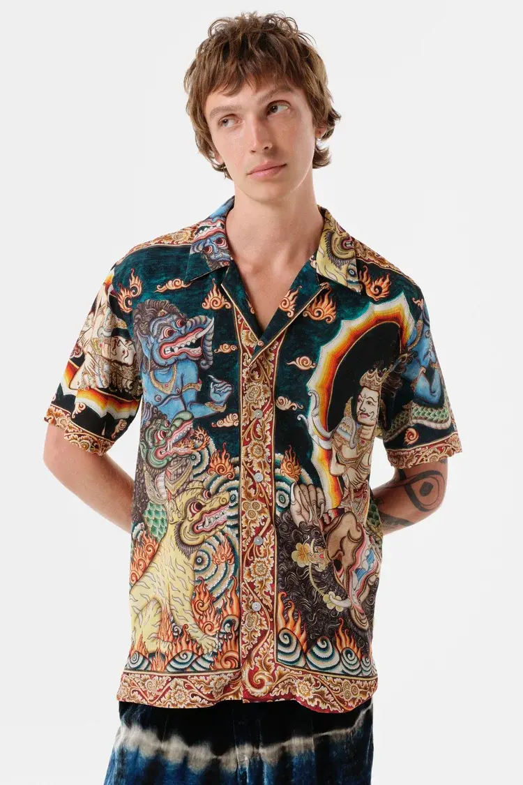 Endless Joy GAJAH WAKTRA SILK CREPE SHORT SLEEVE SHIRT