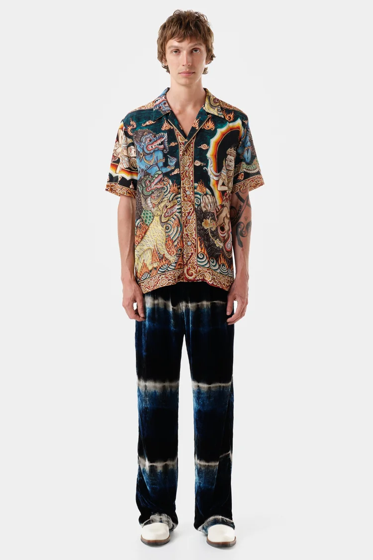 endless joy GAJAH WAKTRA SILK CREPE SHORT SLEEVE SHIRT