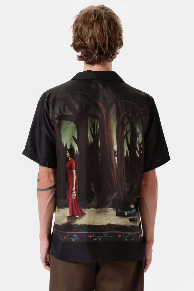 Endless Joy IN THE PINES BORDER SILK SHORT SLEEVE SHIRT