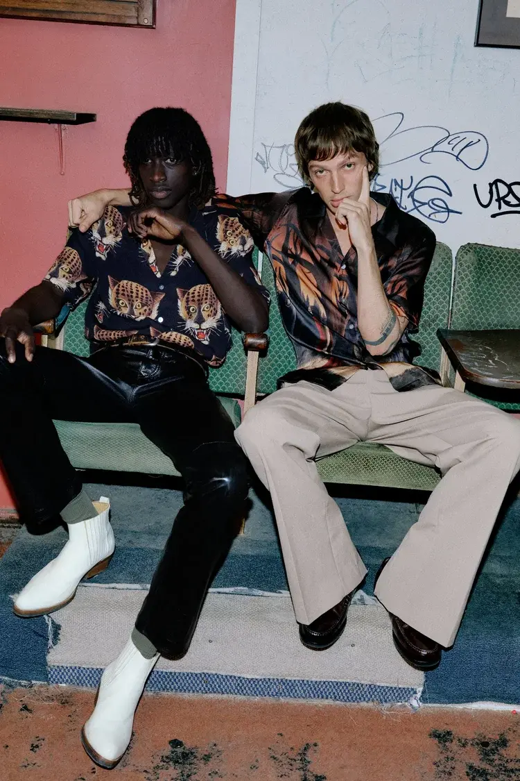 Endless Joy IN THE PINES BRONZE SILK SHORT SLEEVE SHIRT