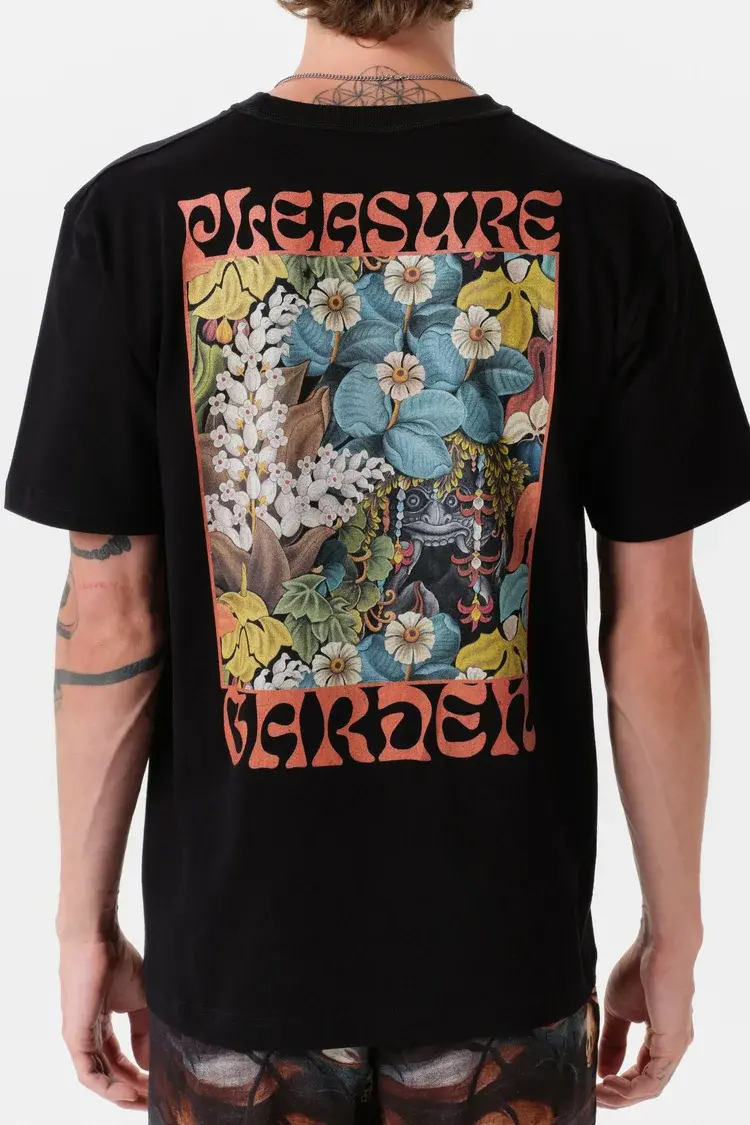 Endless Joy PLEASURE GARDEN BLACK BACK PRINT ORGANIC COTTON T-SHIRT