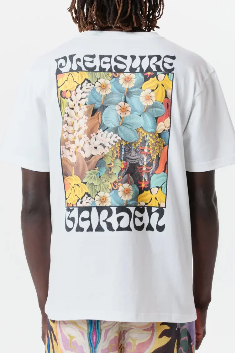 Endless Joy PLEASURE GARDEN WHITE BACK PRINT ORGANIC COTTON T-SHIRT