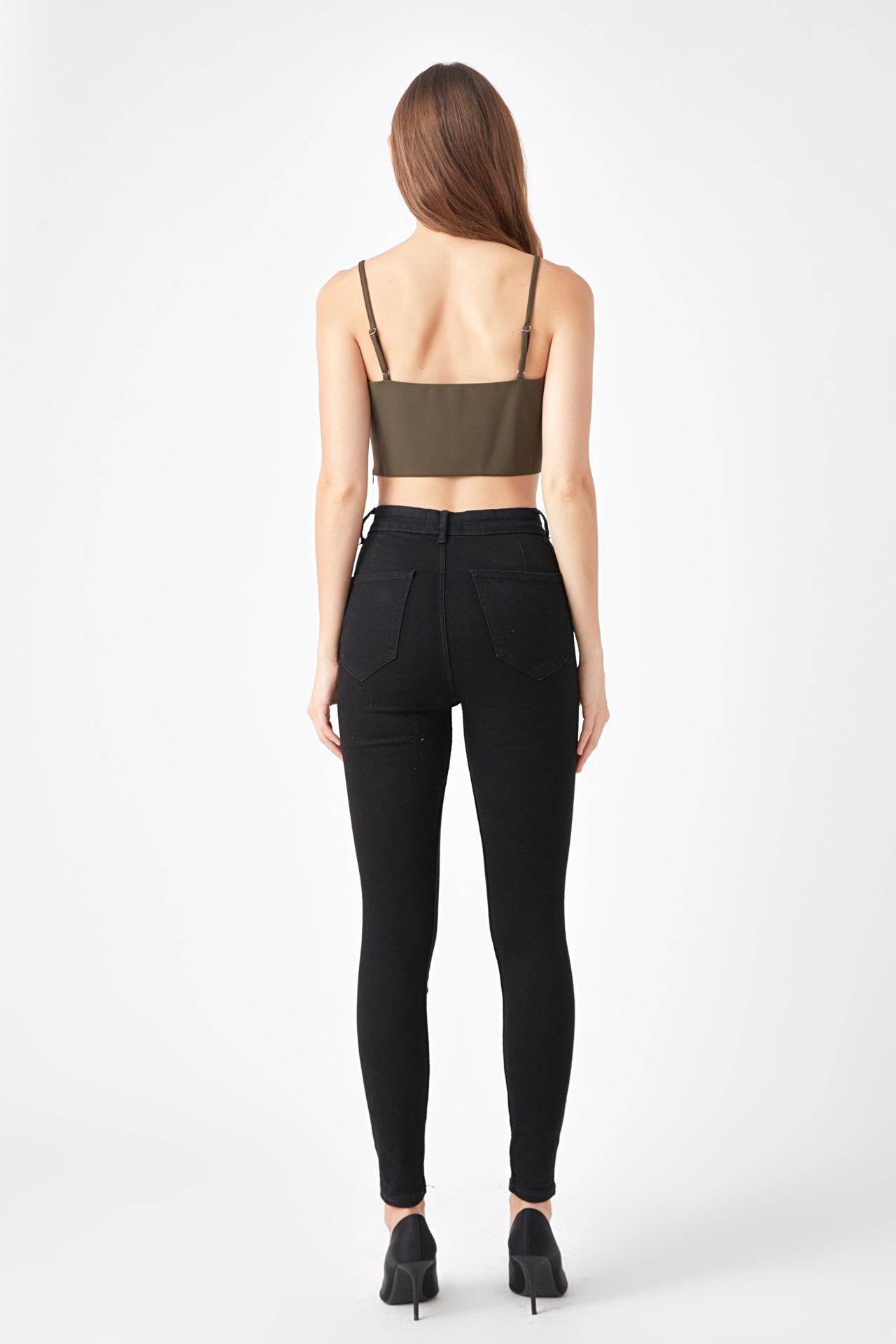 Endless Rose Adjustable Bustier Crop Top ARMY GREEN