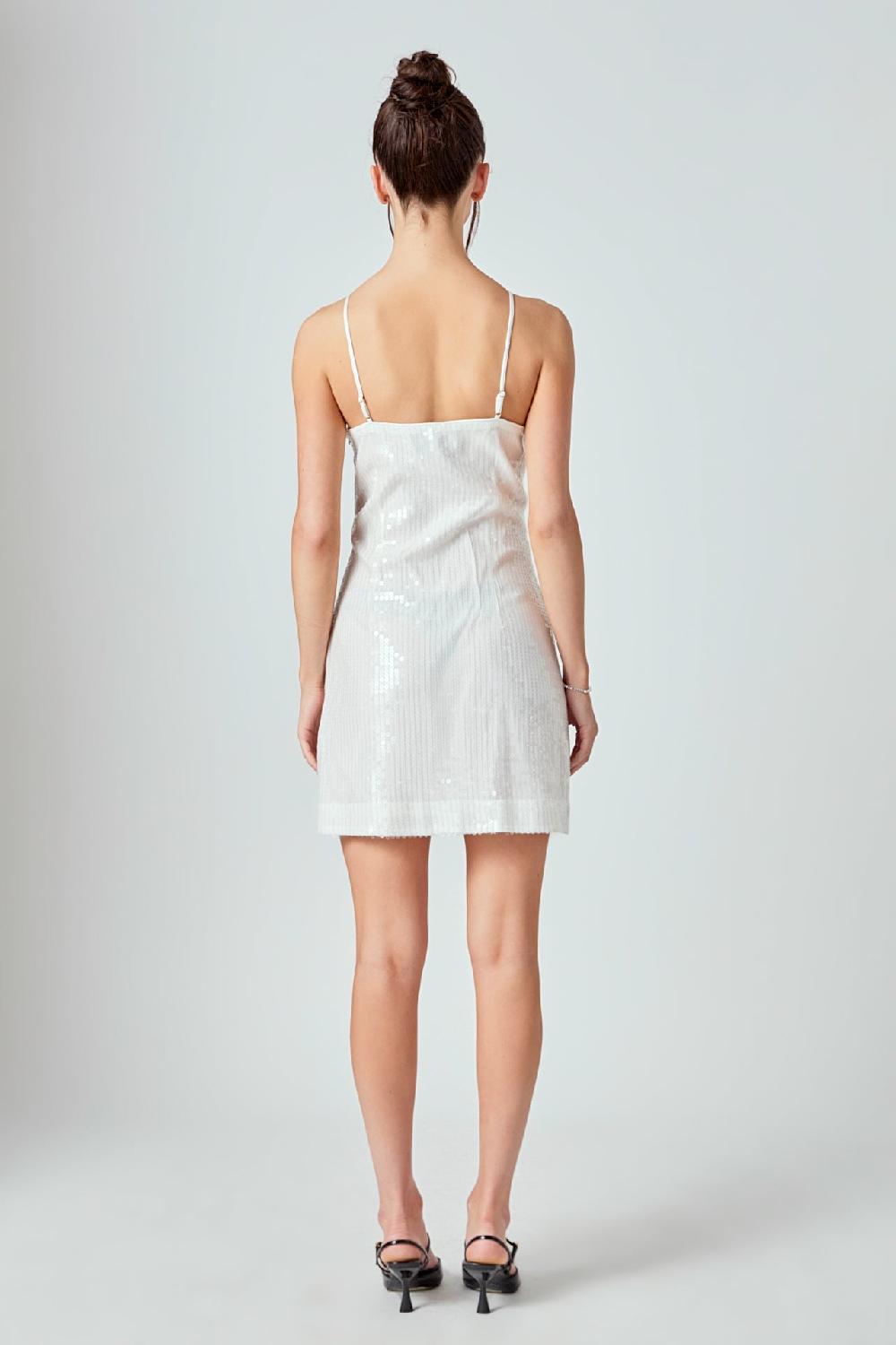 Endless Rose Aimee Sequin Halter Mini Dress With Florette WHITE