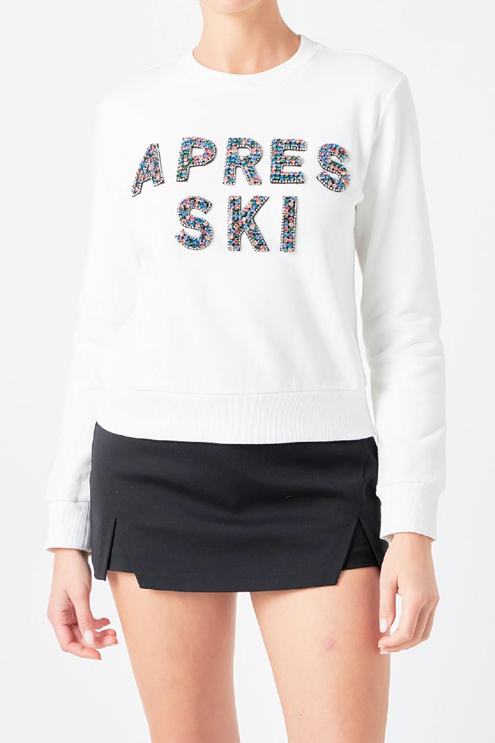 Endless Rose Apres Ski Embellished Sweatshirt WHITE