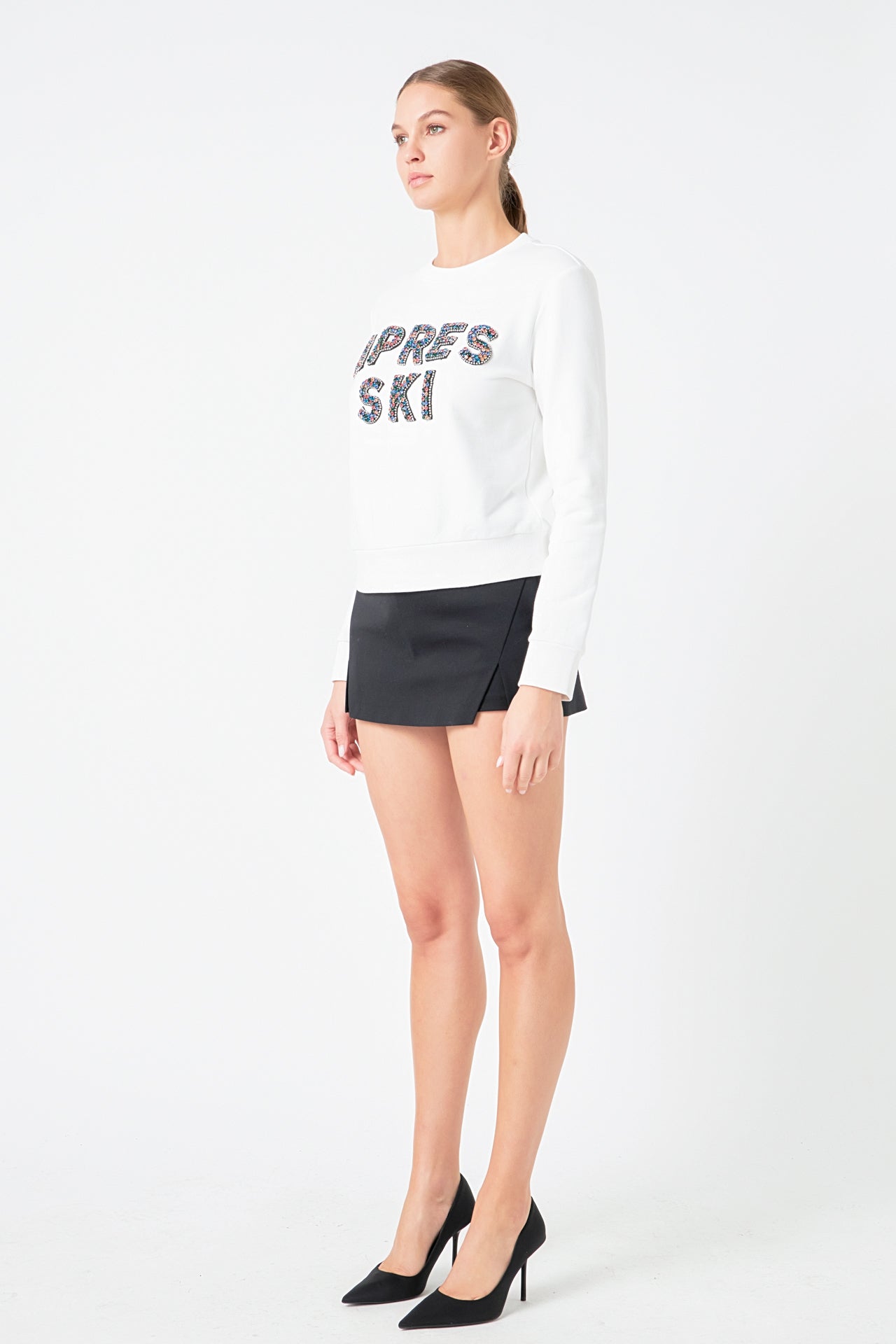 Endless Rose Apres Ski Embellished Sweatshirt WHITE