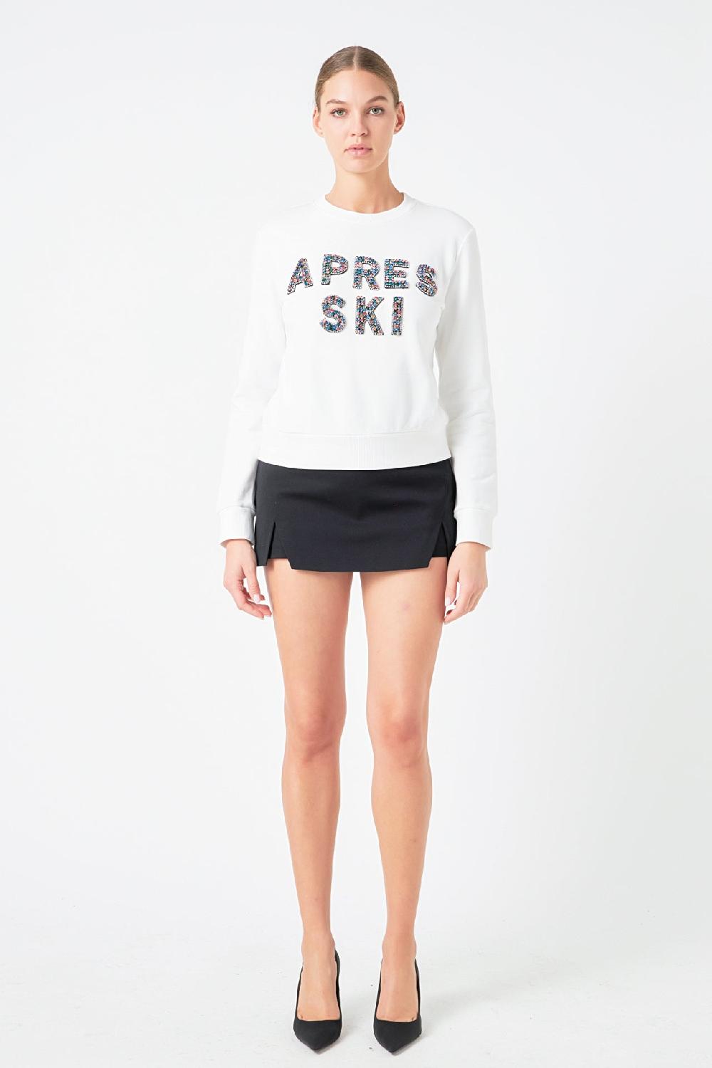 endless rose Apres Ski Embellished Sweatshirt WHITE