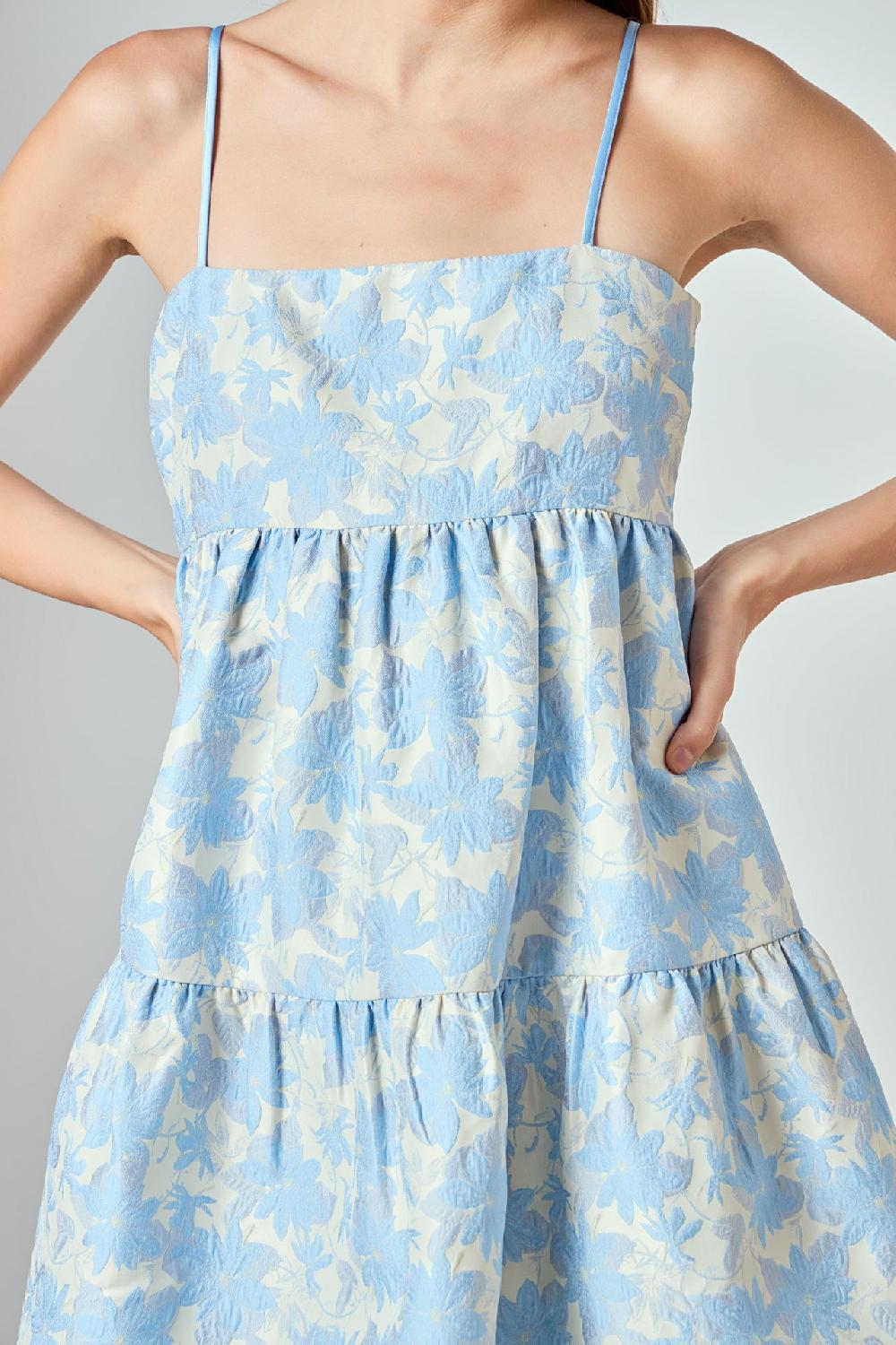 Endless Rose Aria Floral Jacquard Mini Dress BLUE MULTI