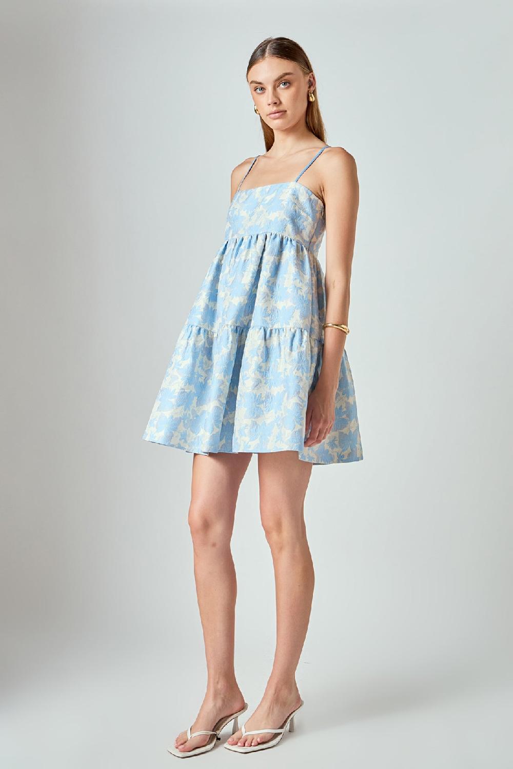 Endless Rose Aria Floral Jacquard Mini Dress BLUE MULTI