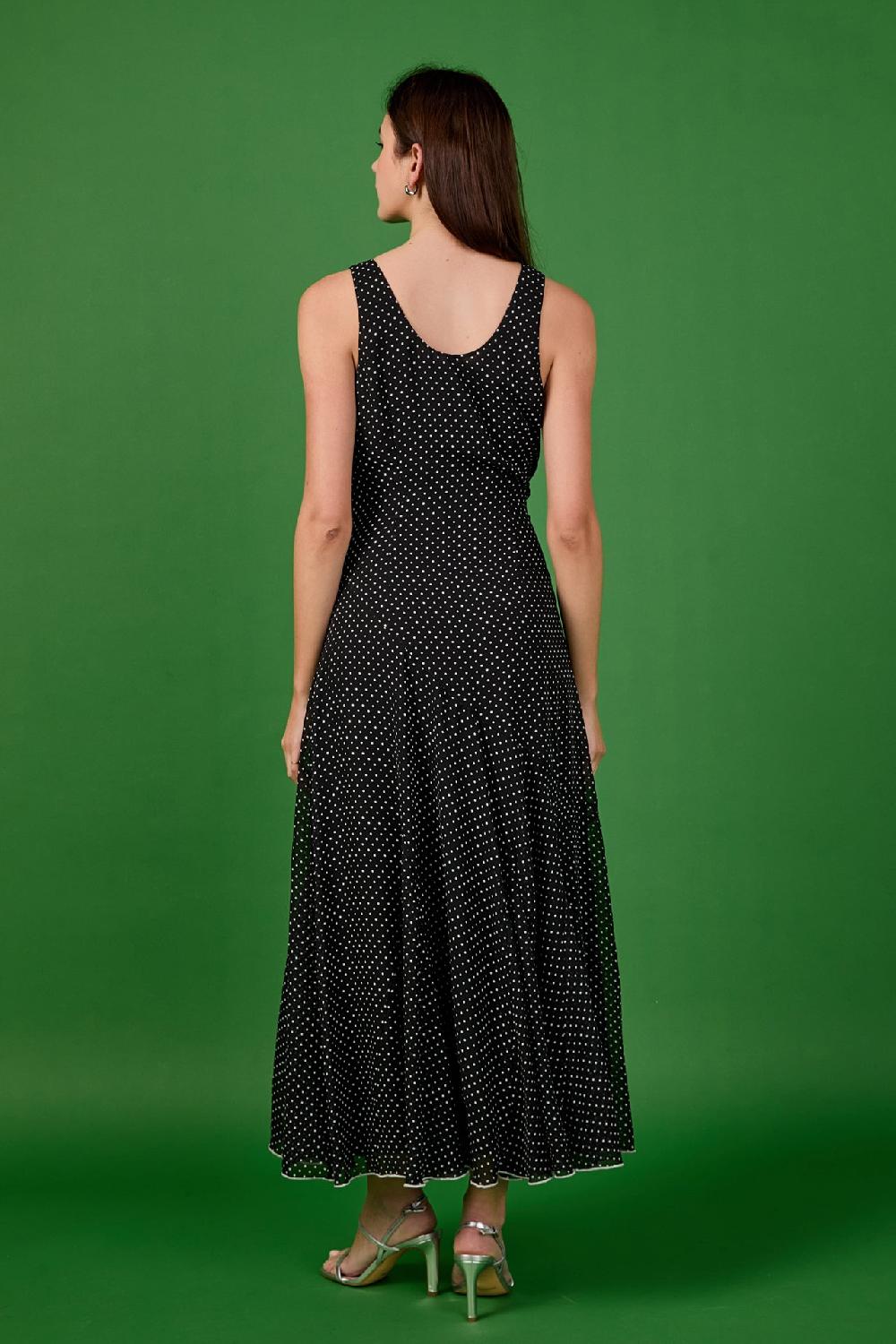 Endless Rose Becca Chiffon Polka Dot Maxi Dress BLACK/WHITE