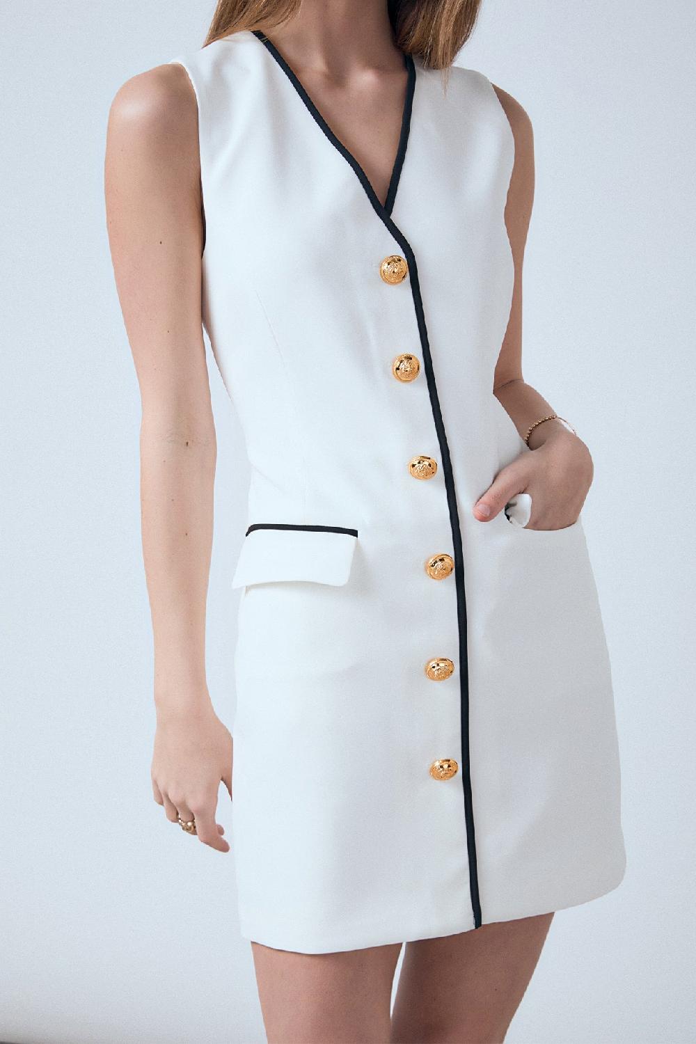 Endless Rose Black Combo Sleeveless Mini Dress OFF WHITE