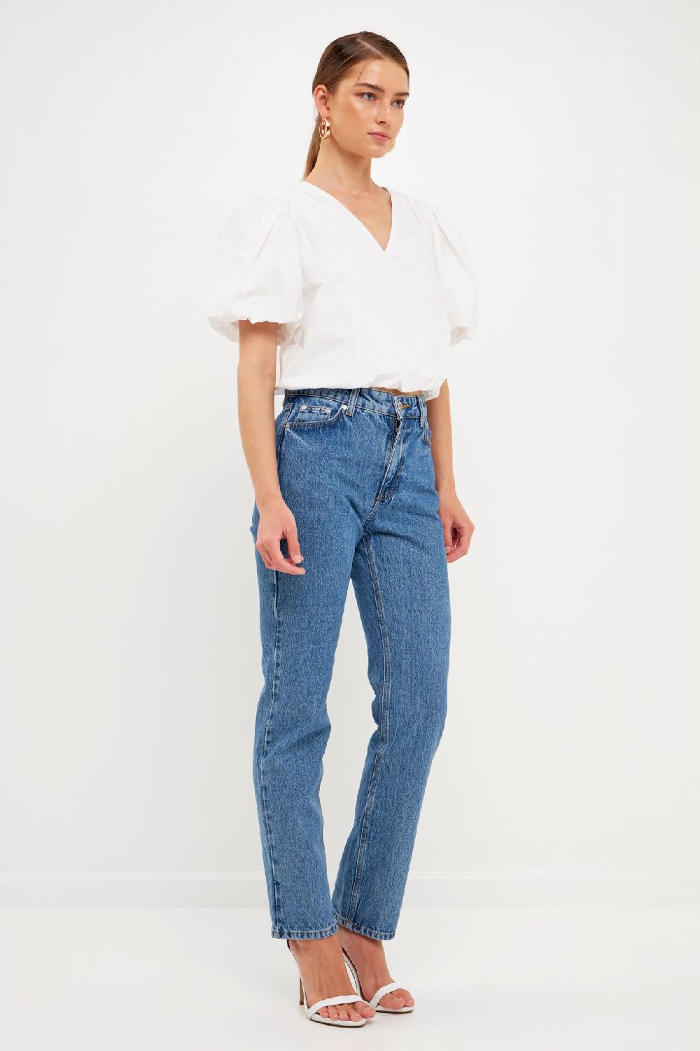 Endless Rose Blouson Top With Back Spaghetti Closure IVORY