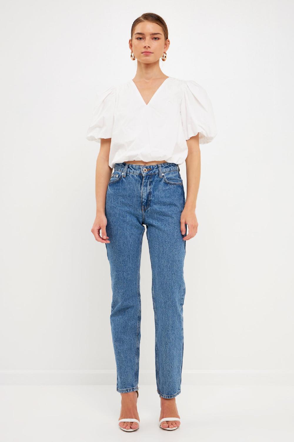 Endless Rose Blouson Top With Back Spaghetti Closure IVORY