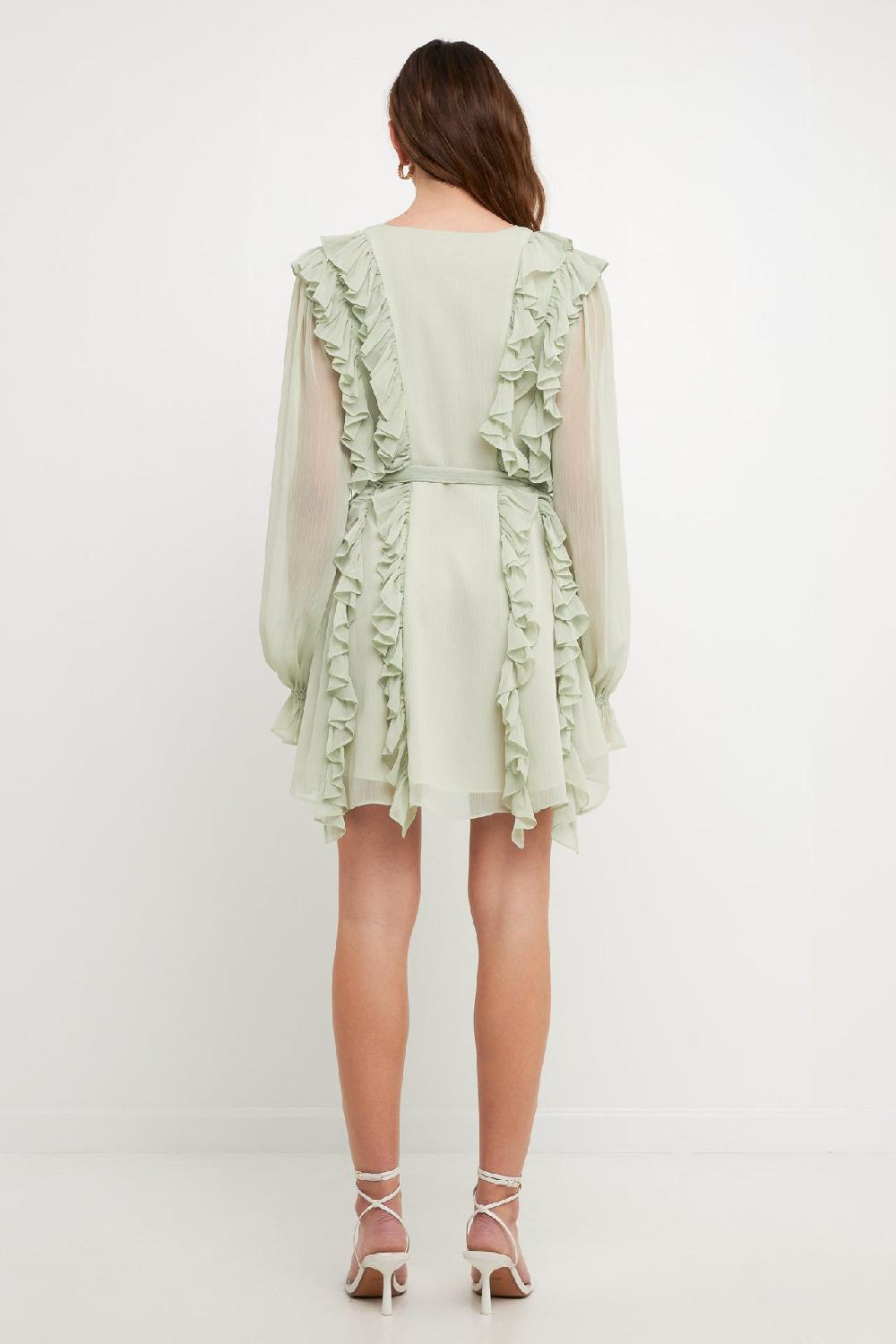 Endless Rose Button Down Ruffle Mini Dress PISTACHIO