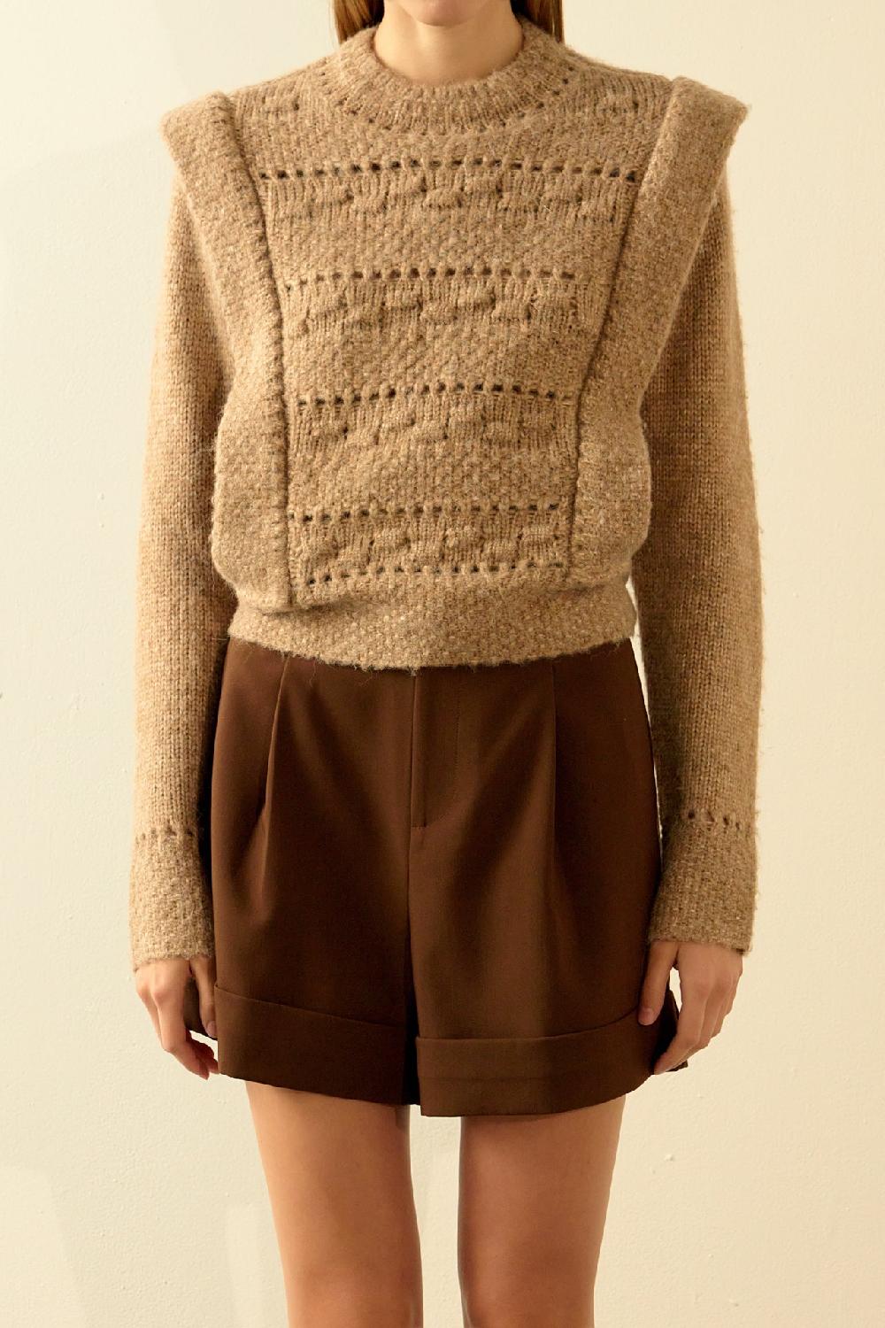 Endless Rose Chunky Wool Knit Detailed Sweater TAUPE