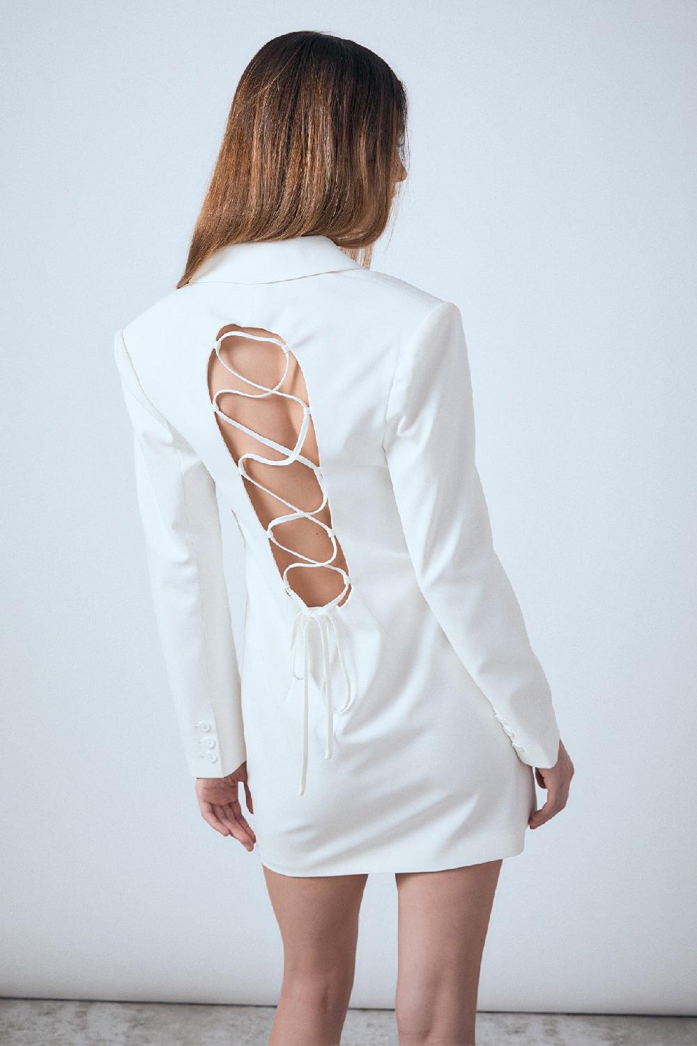 Endless Rose Collared Dress With Open Back Detail WHITE