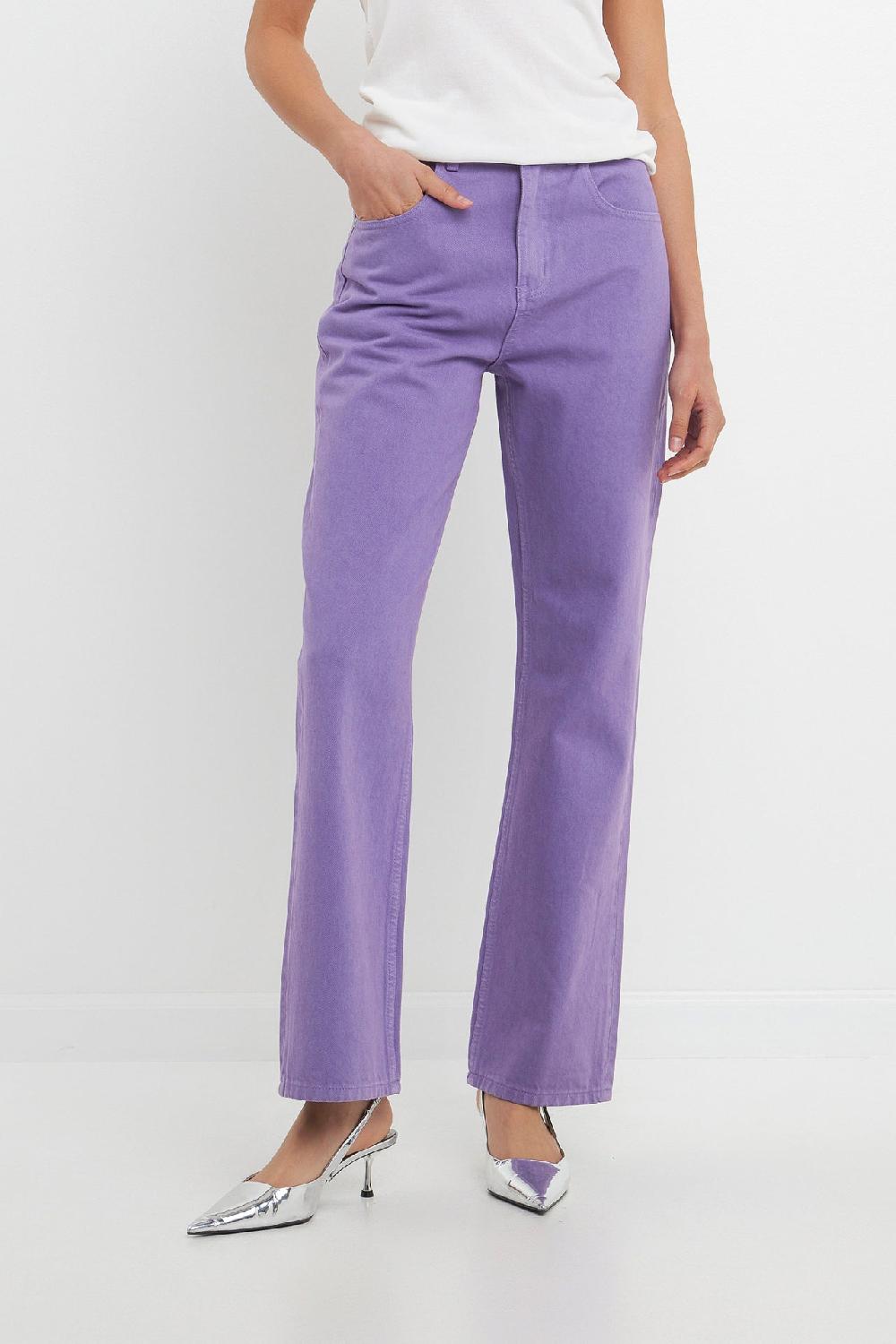 Endless Rose Color Full Length Wide Leg Jean PURPLE