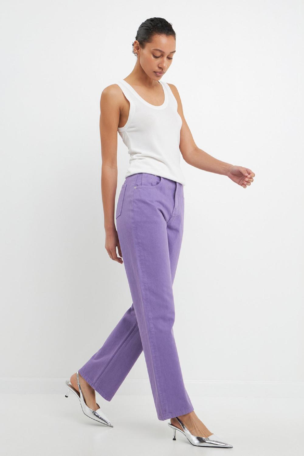Endless Rose Color Full Length Wide Leg Jean PURPLE