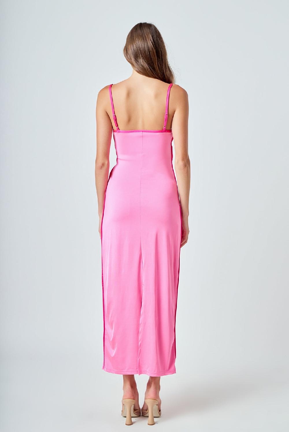 Endless Rose Contrast Binding Maxi Dress PINK/FUCHSIA