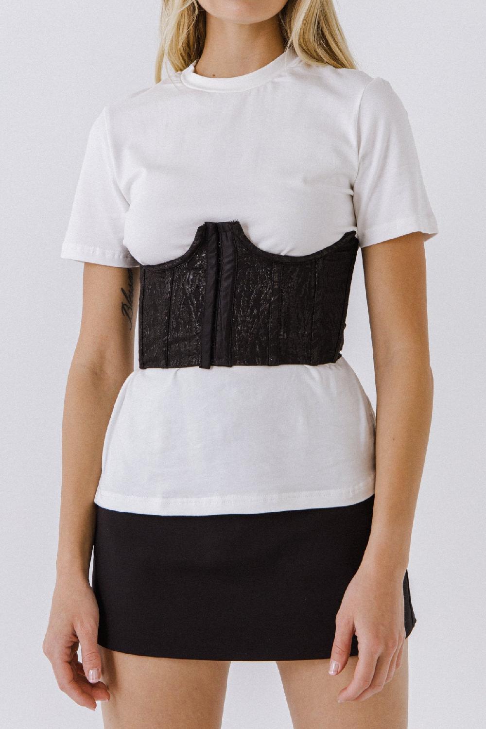 Endless Rose Corset Contrast T-shirt OFF WHITE/BLACK