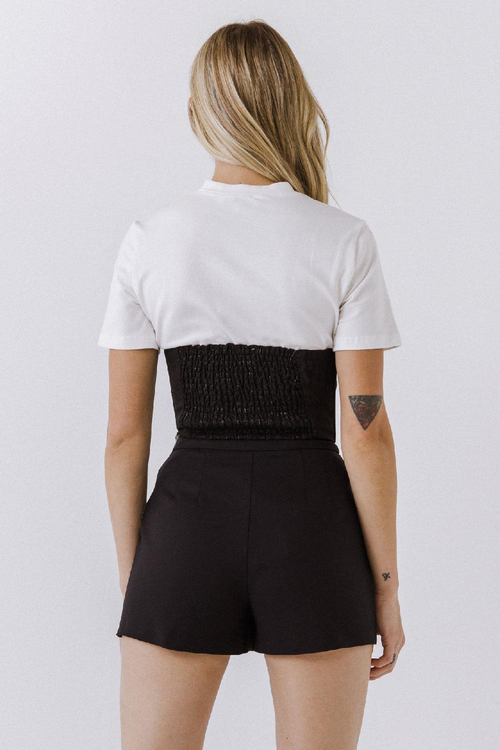 Endless Rose Corset Contrast T-shirt OFF WHITE/BLACK