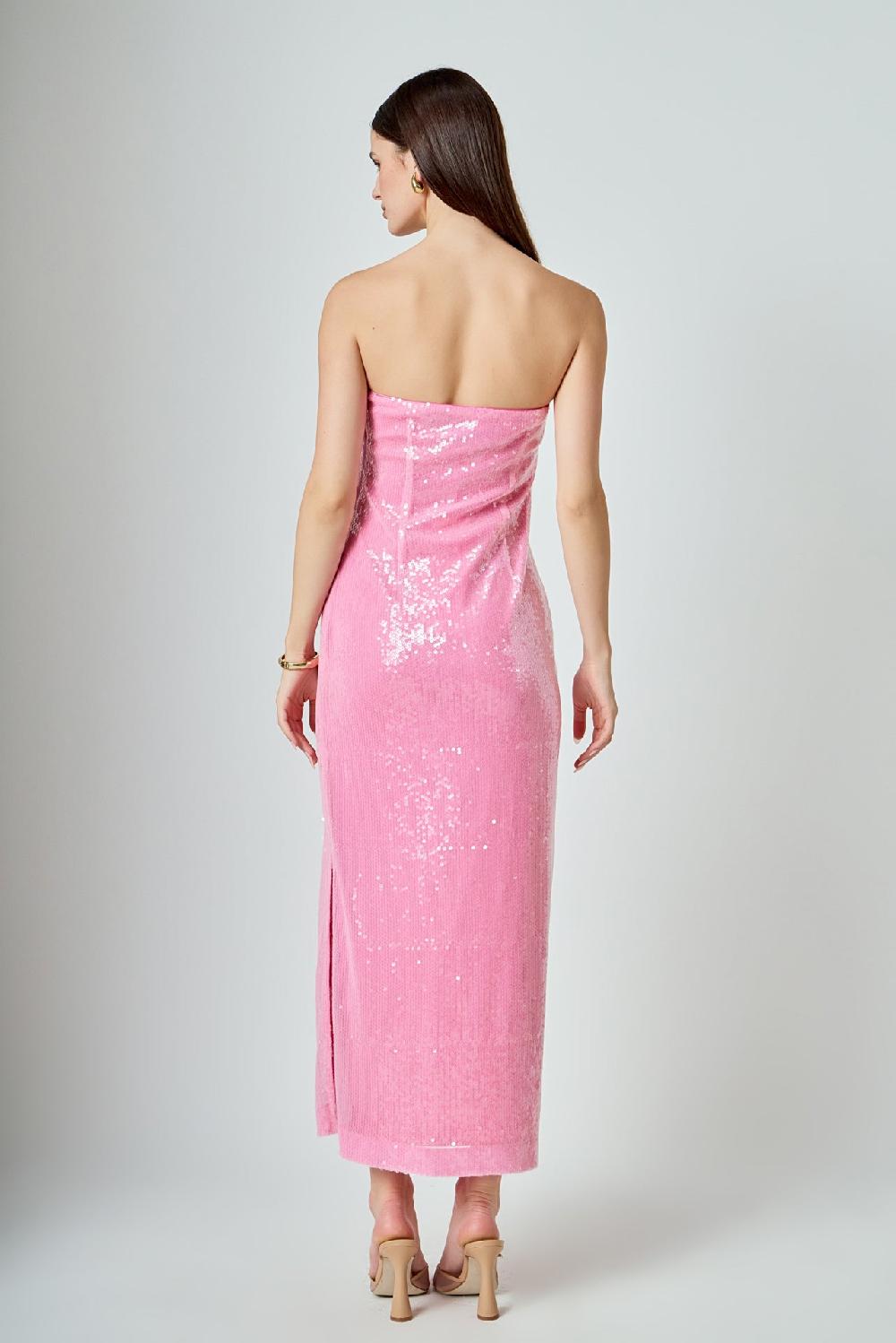 Endless Rose Courtney Strapless Sequins Maxi Dress PINK