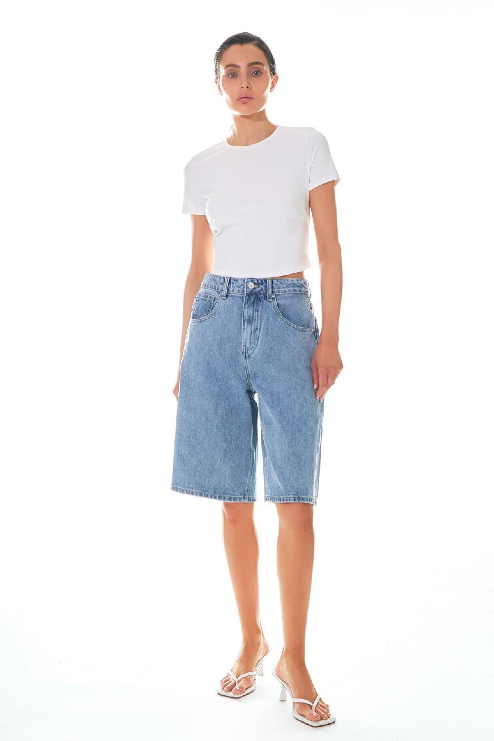 Endless Rose Cropped Bustier Short Sleeve T Shirt BLACK