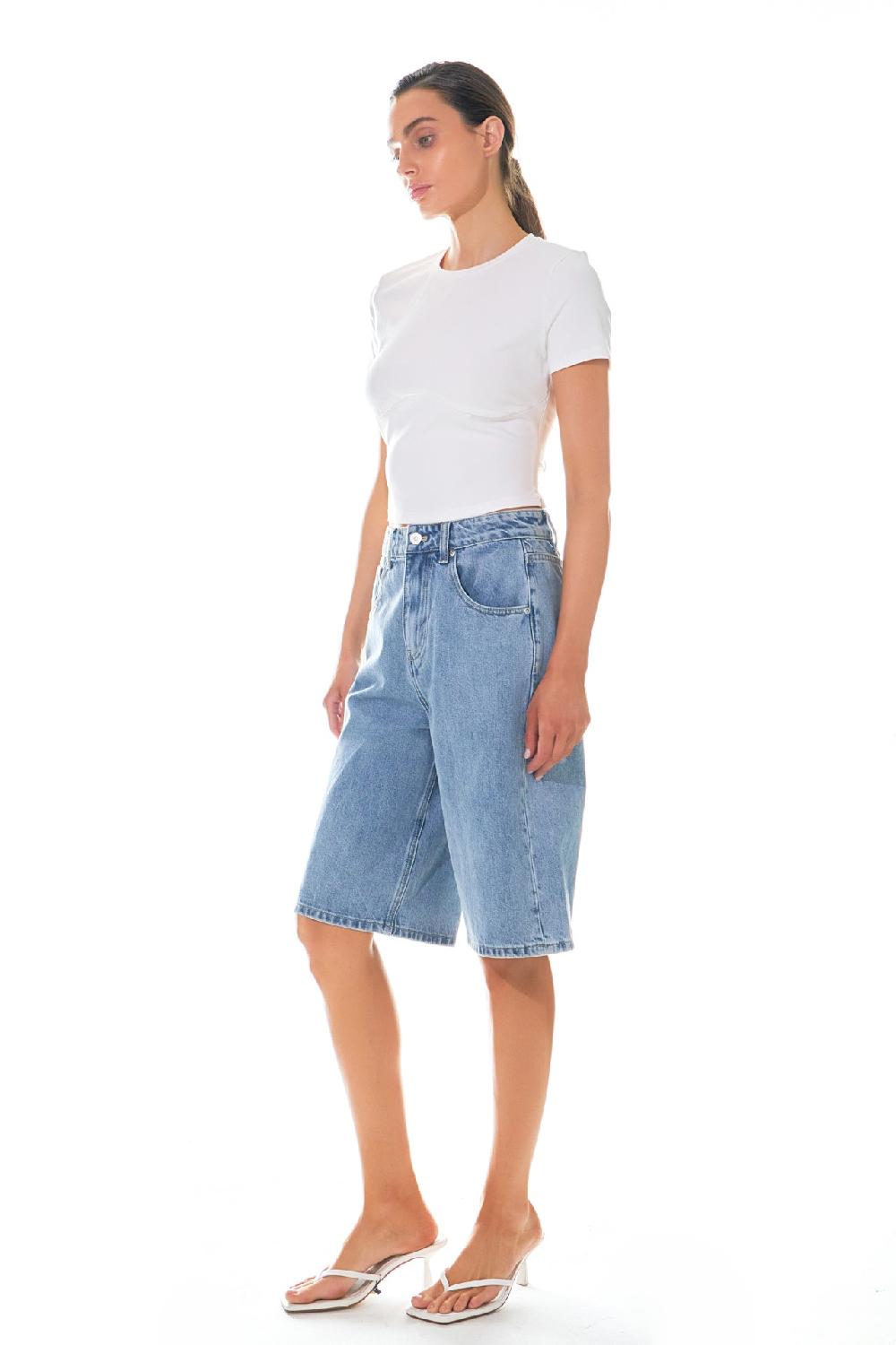 Endless Rose Cropped Bustier Short Sleeve T Shirt BLACK