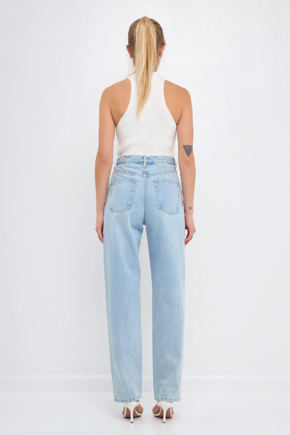 Endless Rose Cross Haltered Soft Rib Knit Tank AQUA