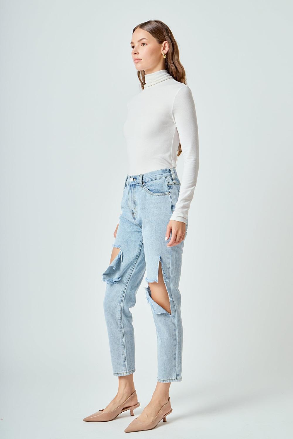 Endless Rose Destroyed High Waisted Skinny Jeans DENIM