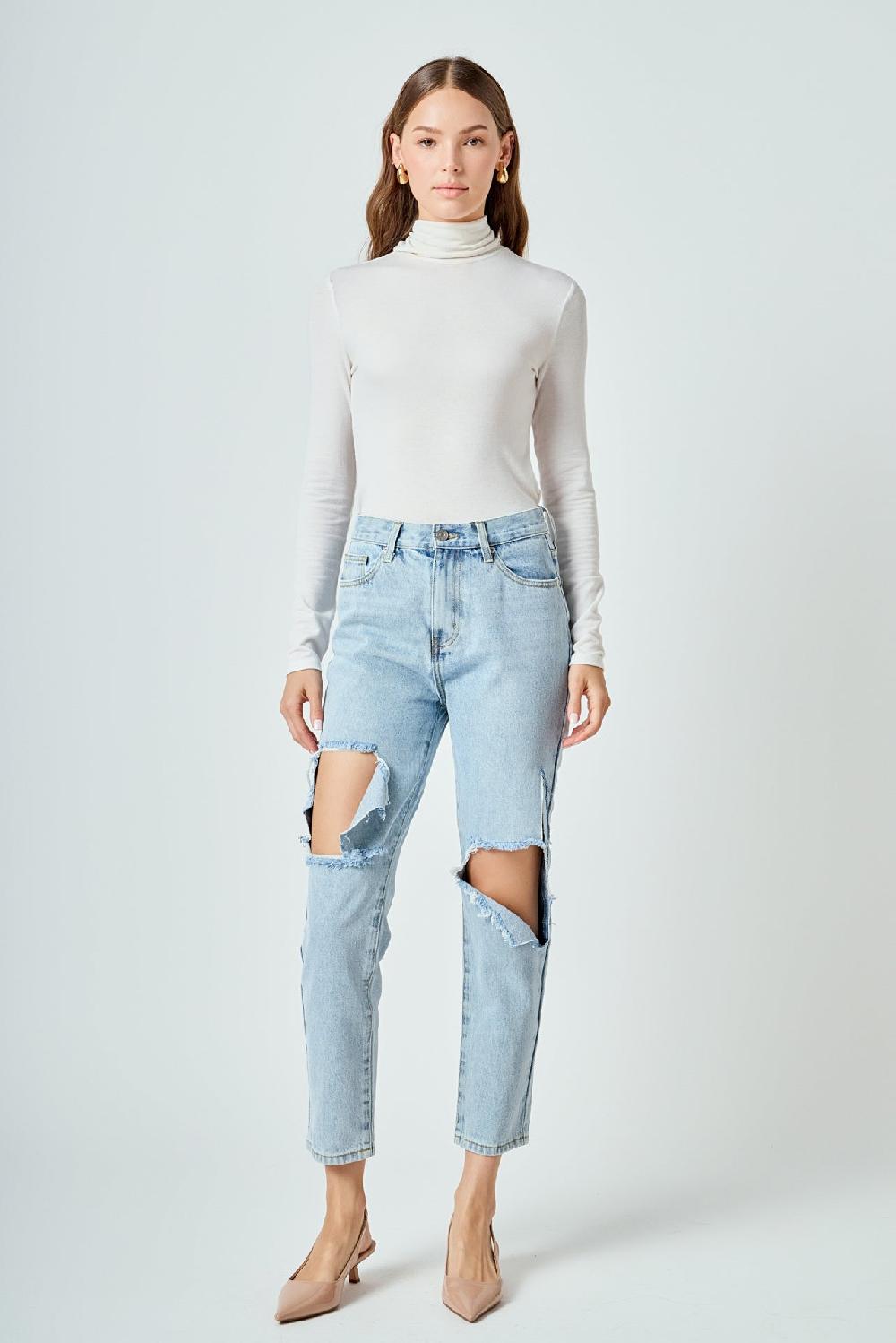 endless rose Destroyed High Waisted Skinny Jeans DENIM