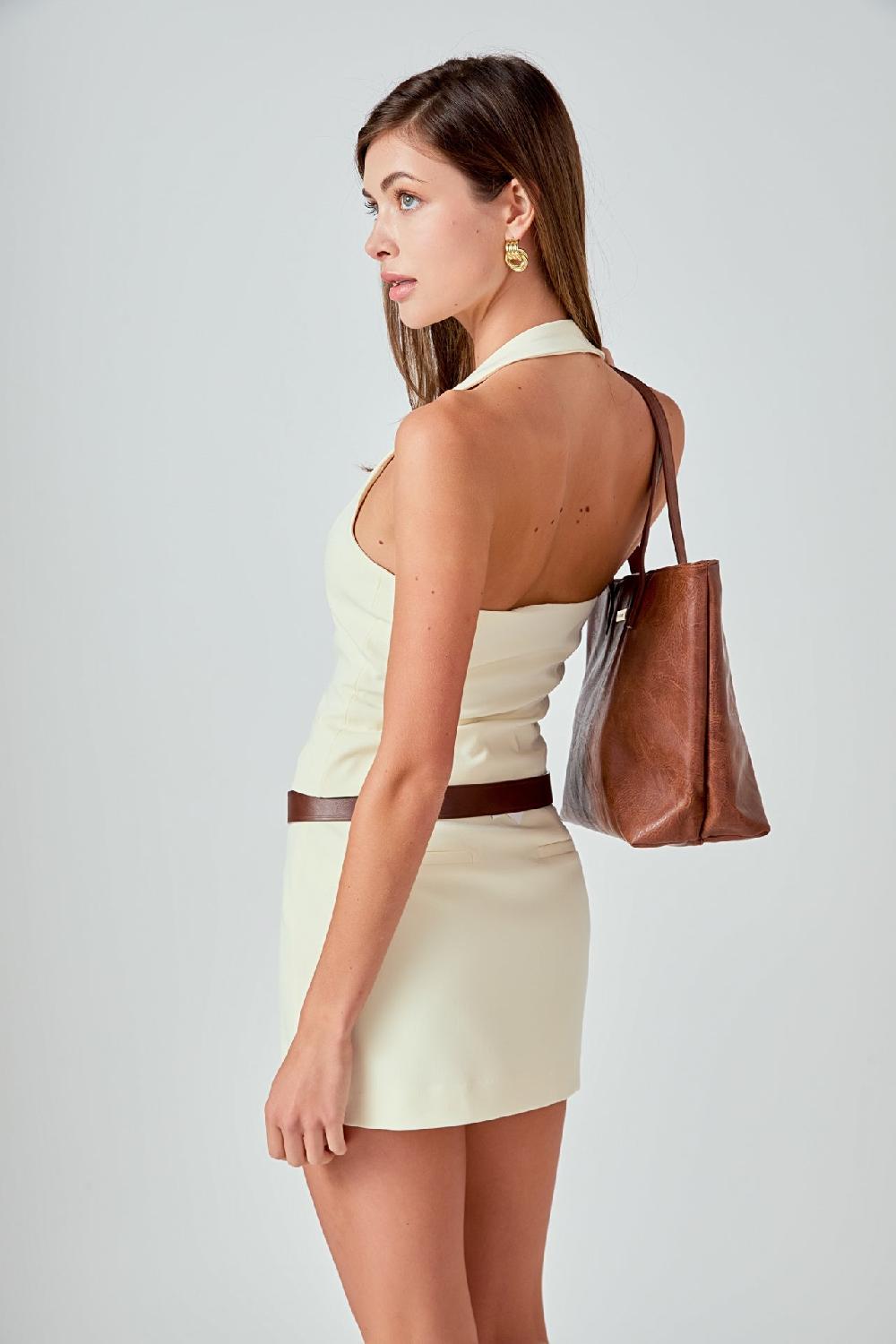 Endless Rose Diana Classic High Waisted Mini Skirt BUTTER