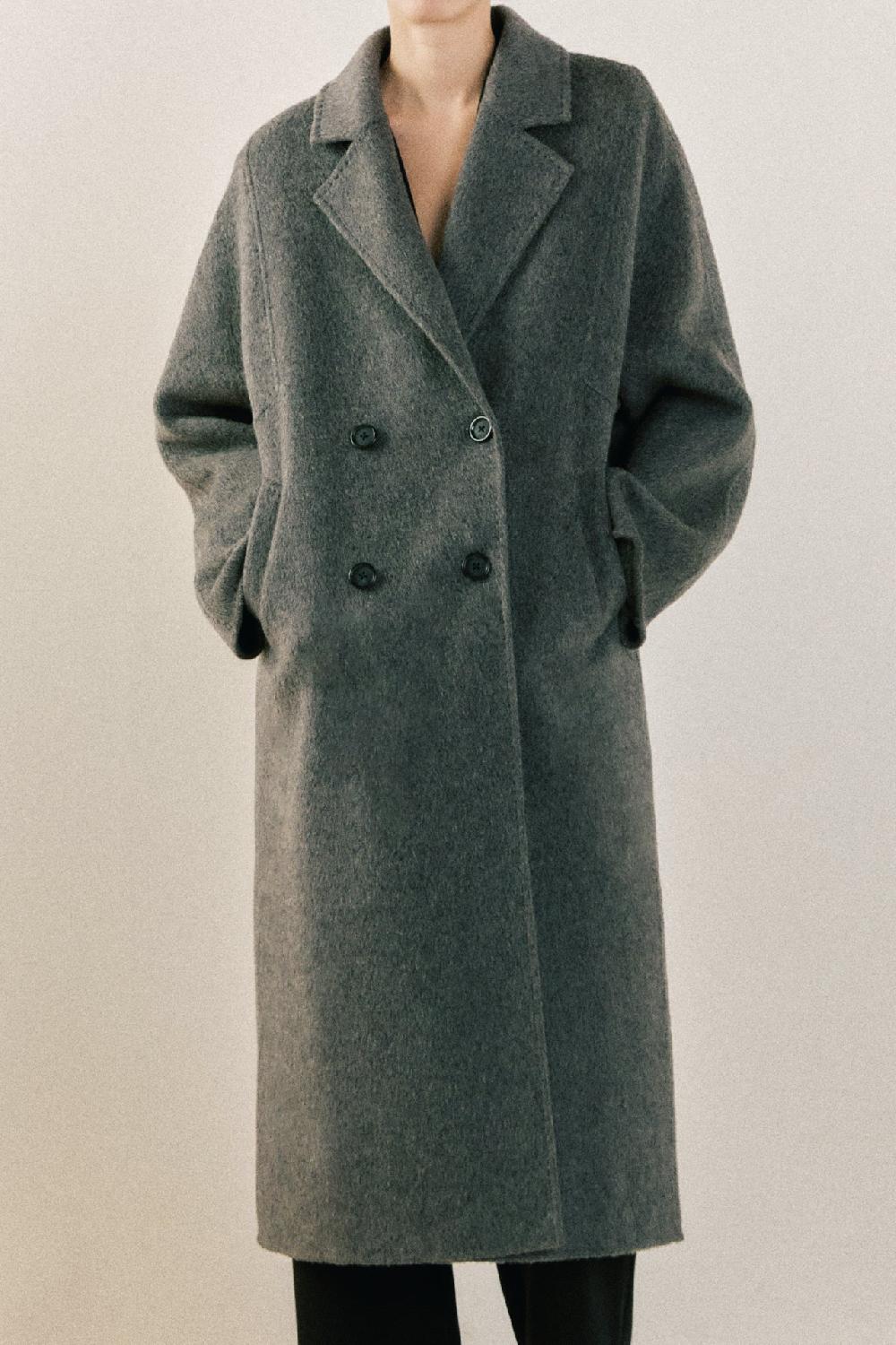 Endless Rose Double Breasted Handmade Blend Maxi Coat GREY