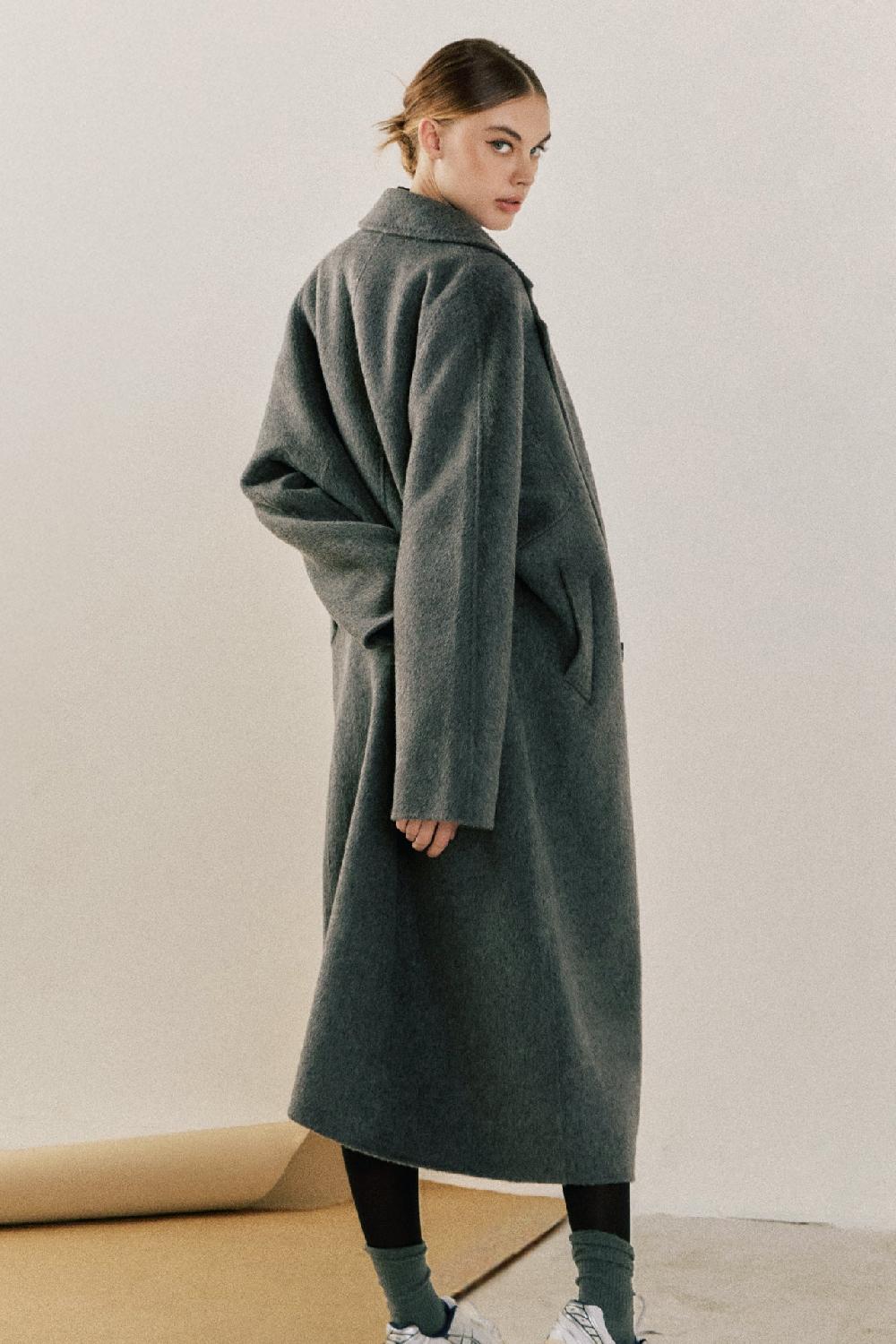 Endless Rose Double Breasted Handmade Blend Maxi Coat GREY