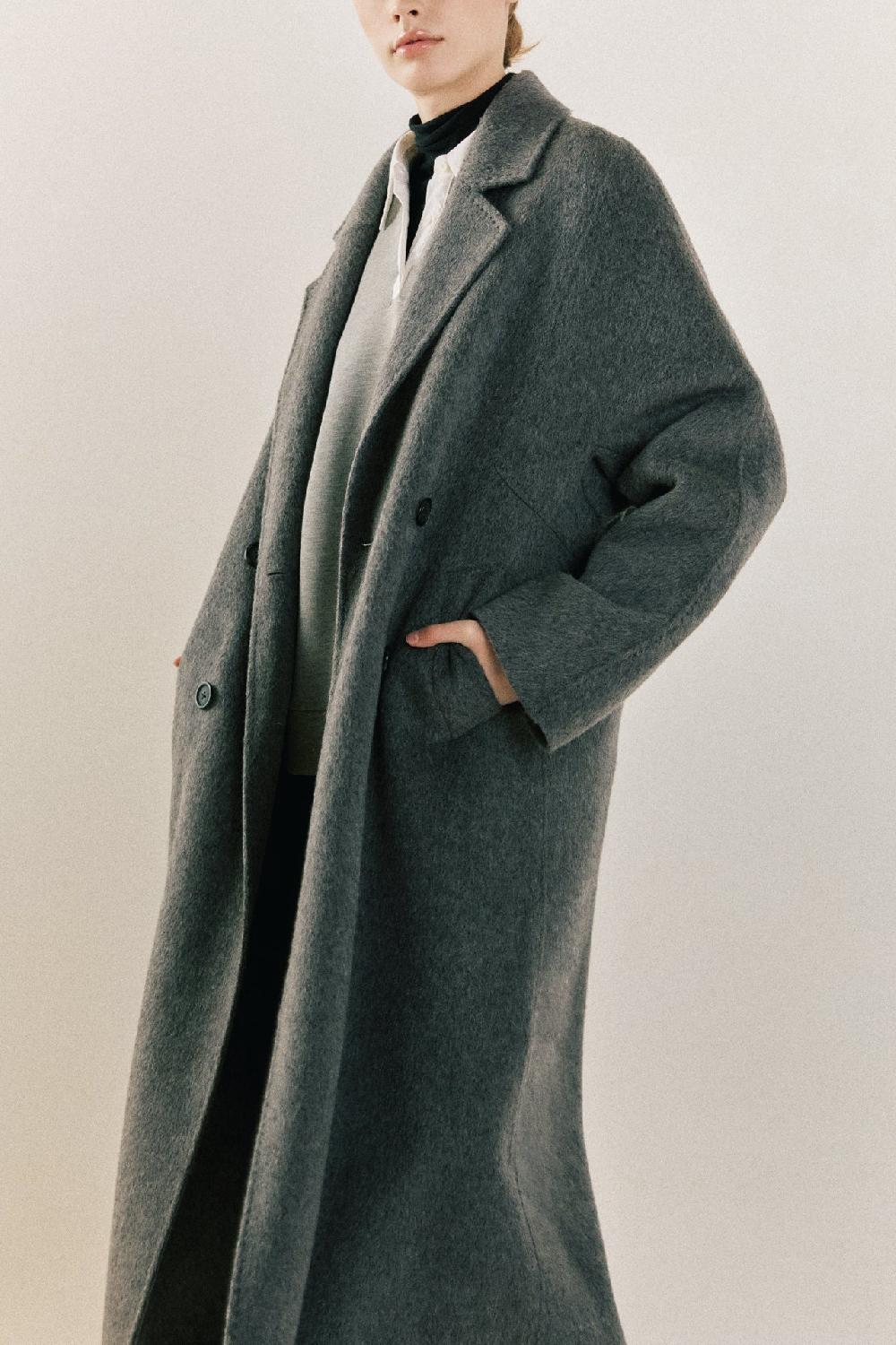 Endless Rose Double Breasted Handmade Blend Maxi Coat GREY