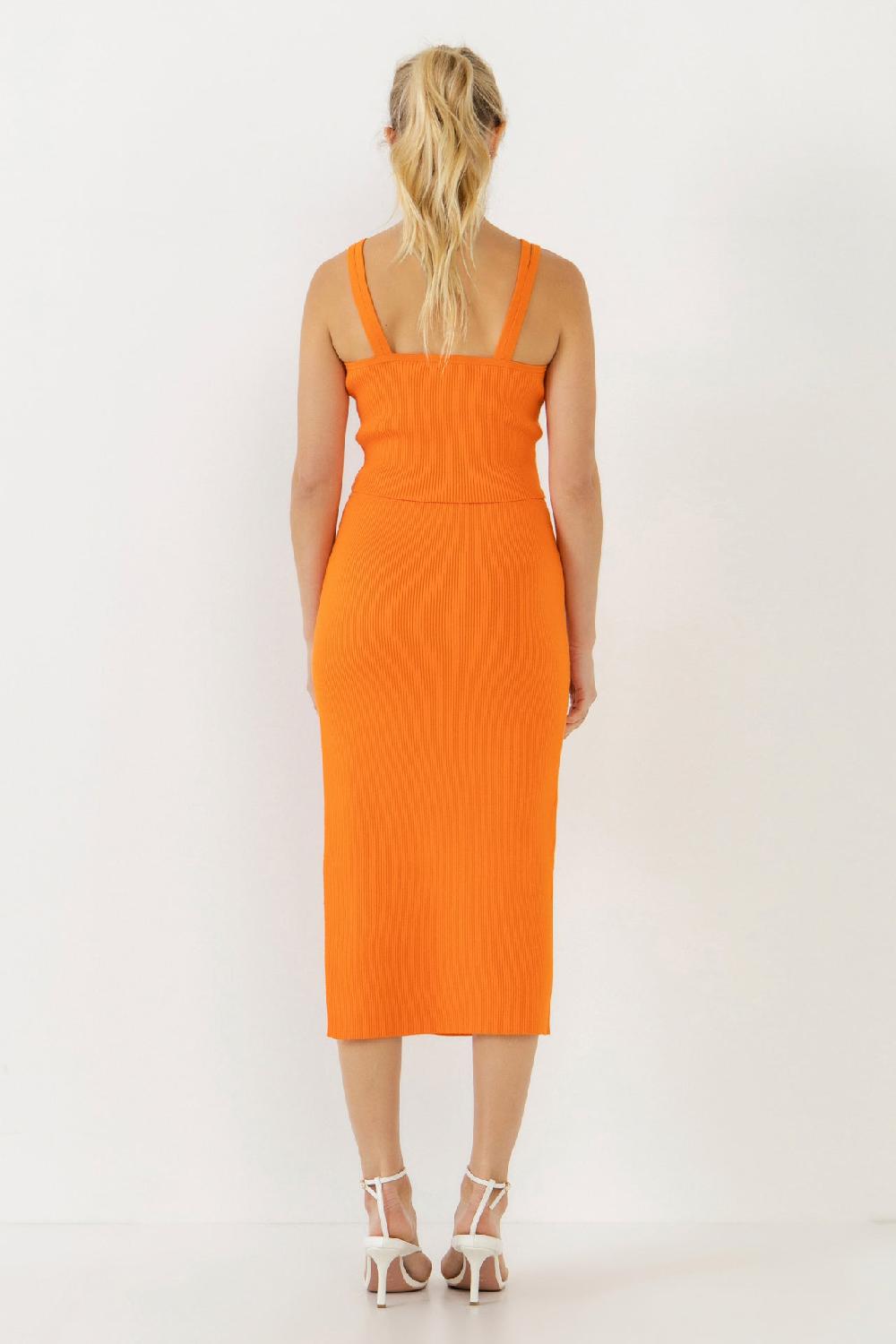 Endless Rose Double Shoulder Strap Cropped Knit Cami Top ORANGE