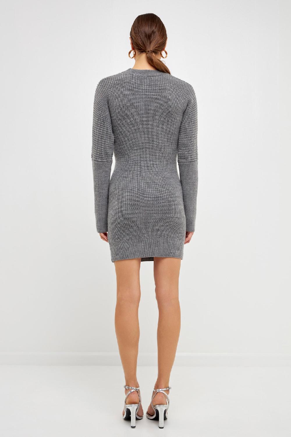 Endless Rose Embellished Sweater Dress HEATHER GREY