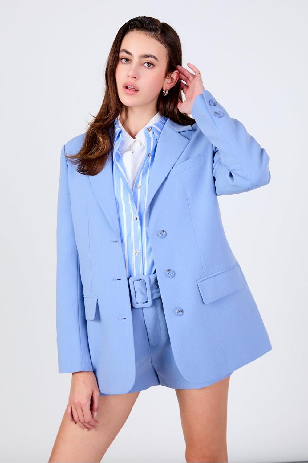 endless rose 3 Button Suit Blazer CLEAN BLUE